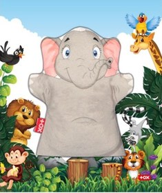 Resim Tox Fil Vahşi Hayvanlar Keçe El Kukla T124 . Eğitici Oyuncak 