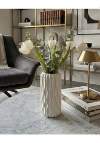 Resim Elana Design Winy Vazo - Modern Tasarımlı Şık Çiçek Vazosu Beyaz 
