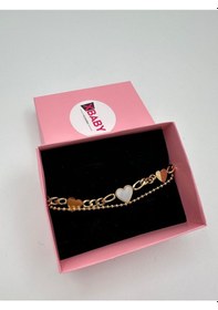 Resim Xbaby Üç Kalp Şekilli Gold Renk İkili Çelik Bileklik Gold 