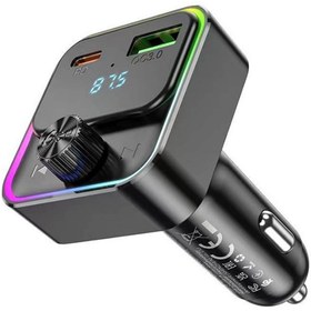 Resim woodhub Dijital Göstergeli Kablosuz Araç içi FM Transmitter + USB-PD30W Hızlı Şarj Aleti 
