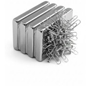 Resim 2 Adet 40x20x5mm Neodyum Magnet Güçlü N35 Mıknatıs Köşeli Nikel Kaplama 