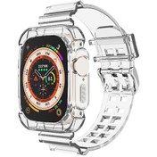 Resim Apple Watch Ultra 49mm Glacier Saydam Tpu Entegre Saat Lastiği Saydam 