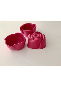 Resim Pink Rose Bybirgul Mini Silikon Gül Kek Kalıbı Kırmızı 