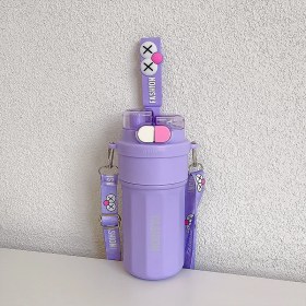 Resim Shun Shop Göz Termos Kupası, Çift Içecek Kayışı Su Kupası, Iyi Görünümlü Öğrenci Spor Kupası, Dışarı Çıkarken Uygun Seyahat Kupası (Yurt Dışından) 