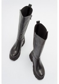 Resim Luvishoes Solo Siyah Cilt Kadın Çizme Siyah 