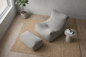 Resim 2'Li Velvet 7 Renk Puff Koltuk Armut Koltuk Playstation Koltuğu Relax Koltuk Yıkanabilir Kılıf Ayak Puflu - Yeşil 