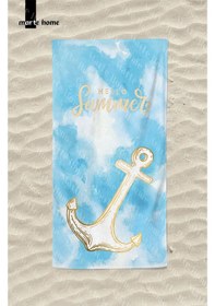Resim Marte Home Marin Baskılı Renkli Plaj Havlusu Mavi-sarı 