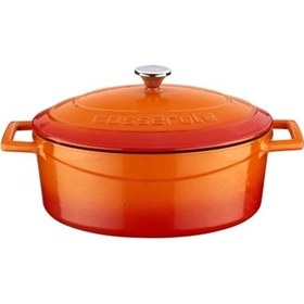 Resim Lava Folk Oval Turuncu 23x29 cm Döküm Tencere 