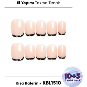 Resim 15'li Ten Rengi Kısa Balerin Kbl1510 Tekrar Kullanılabilir El Yapımı Protez Takma Tırnak Xs 