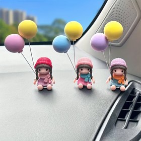 Resim 1-3 adet Balonlu Kız Araba Dekoratif Süsleri, Sevimli Küçük Kız Figürleri 