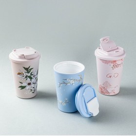 Resim Tantitoni KAKE PEMBE ÇİÇEK DESENLİ PASLANMAZ ÇELİK TERMOS BARDAK 380ML 