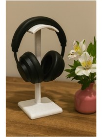 Resim Dekoratif Gamer Kulaklık Standı - Kulaklık Tutucu - Mermer Beyazı - 24 Cm 