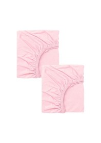 Resim 2 Adet 40x80 Cm Anne Yanı Lastikli Penye Kumaş Bebek Çarşafı-pembe 
