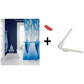 Resim Banyo Perdesi 5322 1x180x200, Perde Borusu Askı Aparatı Köşe Boru Beyaz Hediyeli, Duş Perdesi Seti Çok Renkli 