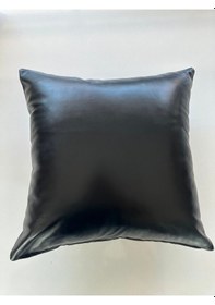 Resim Çift Taraflı Gerçek Deri Yastık Kılıfı 40x40 4'lü Siyah 