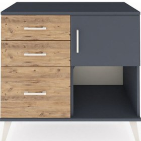 Resim Hyperion Şifonyer Tek Raflı 3 Çekmeceli Tek Kapaklı 88x44x80 Antrasit-antrasit/çam Antrasit/çam 