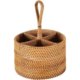 Resim Bohem Yuvarlak Rattan Çatallık Ve Kaşıklık, Iskandinav, Modern 