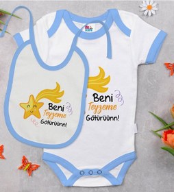 Resim Bk Kids Beni Teyzeme Götürün Tasarımlı Mavi Bebek Body Zıbın Ve M Çok Renkli 