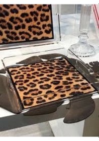 Resim Le Murano Leopar Desenli Pleksi Tepsi 36x26 Cm Çok Renkli 