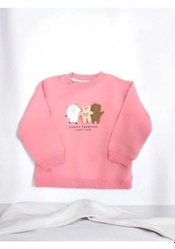 Resim Zekids Kız Bebek Funny Together Ayıcık Baskılı Sweatshirt-14454 Pembe 