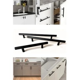 Resim Paslanmaz Metal Kulp, Mat Siyah, Dolap Çekmece Mobilya Kulbu, Tv Ünitesi Yatak Odası Vestiyer Mutfak Için 96 128 160 192 224 320 mm (224 Mm, Adet, 1) 