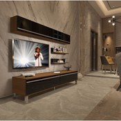Resim Decoraktiv Eko 5 Mdf Std Krom Ayaklı Tv Ünitesi Tv Sehpası - Ceviz - Siyah 