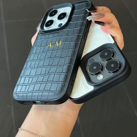 Resim Kişiselleştirilmiş Telefon Kılıfı iPhone 16 15 14 13 12 11 Pro Max Özelleştirilmiş İsim İlk Harfler Kazınmış 3D Altın Sıcak Baskı İşlemi Lüks Timsah Desenli Suni Deri Kılıf 