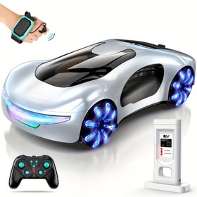 Resim 2.4GHz Kablosuz İşaret Kontrolü Drift Arabası, LED Işıkları ve Müzik ile, 360° Dönen ve Yatay Drift, USB Şarj Edilebilir Pil ile Çalışan Uzaktan Kumandalı Oyuncak Araba, 4-12 Yaş Arası Erkek ve Kızlar için, Şık Beyaz Tasarım, Etkileşimli Oyun Zamanı, Modern Oyuncak Araba, Dayanıklı Plastik Gövde 