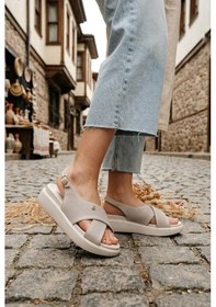 Resim Pierre Cardin 7811 Anatomik Rahat Orijinal Ürün Kadın Sandalet Krem 