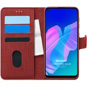 Resim Huawei P40 Lite E Kılıf Fabric Book Wallet Kırmızı Microsonic