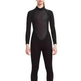 Resim Kadın 3mm Kloropren Kauçuk Sırt Fermuarlı Uzun Kollu Pantolon - Yüksek Kaliteli CR Kumaş, Dar Kesim & Tam Vücut Kapsamı, Şnorkelle Yüzme, Kano, Rekabetçi Yüzme için - Düz Renk Tasarım, Şnorkel Ekipmanı, Şık Mayo, Dayanıklı Mayo 