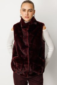 Resim Torba Cepli Ön Çıtçıtlı Peluş Yelek - Bordo / 38 
