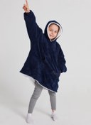 Resim POFFY Çocuk Oversize Giyilebilir Battaniye TEK BEDEN 12 Yaş Altı Unisex Peluş Kapüşonlu Sweatshirt 