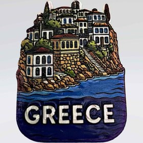 Resim Greece Yunanistan Temalı Kabartmalı Polyester 4 Lü Magnet Seti Buzdolabı Süsü Kod:1088 