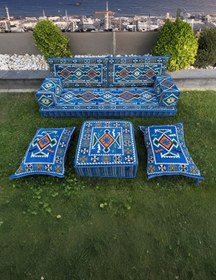 Resim mdhomecarpet Şark Köşesi Minder Takımı | Yer , Sırt Minderi, Etnik Desen, Salon ve Ev İçin 8 Parça Süngerli 