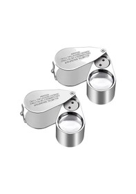 Resim Paket 40x Tam Metal Aydınlatmalı Takı Döngü Büyüteç Kuyumcular Göz Büyüteç Para Dedektörü Işık İle Led Işık 