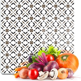Resim Decovetro Cam Kesme Tahtası ve Sunumluk Kare Kahverengi Geometrik Desenli 30X30 cm 