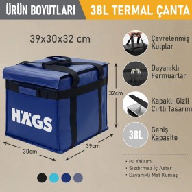 Resim Haegs Termal Kamp Çantası, Termal Termos Çanta, Kamp, Buzluk Geniş Hacimli Büyük 38 Lt- Koyu Mavi 