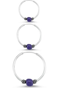 Resim Takı Dükkanı Boncuklu Gümüş Halka Küpe Kombin 10mm + 12mm + 16mm wsk09t 