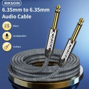 Resim RIKSOIN 6.35mm Ses Kablosu 1/4 İnç TRS Enstrüman Kablosu Düz 6.35mm Gitar Bas AMP Naylon Örgülü Kablo 6.35mm Erkek Jak Stereo Ses Elektrik Gitar, Bas, Klavye, Mikser, Amplifikatör, Hoparlör, Mikrofon için 