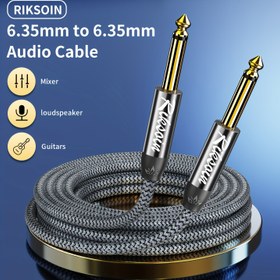 Resim RIKSOIN 6.35mm Ses Kablosu 1/4 İnç TRS Enstrüman Kablosu Düz 6.35mm Gitar Bas AMP Naylon Örgülü Kablo 6.35mm Erkek Jak Stereo Ses Elektrik Gitar, Bas, Klavye, Mikser, Amplifikatör, Hoparlör, Mikrofon için 