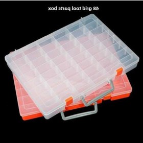 Resim Fortunelane 48 Bölmeli Şeffaf Depolama Kutusu - Elektronik Aksesuar Organizatörü 