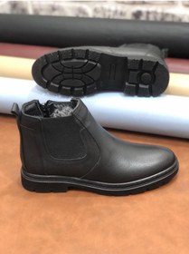 Resim Derilax Hakiki Deri Ortopedik Büyük Numara 45-46-47 Kürklü Kışlık Erkek Bot Siyah 