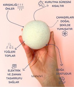 Resim % 100 Merinos Yün Keçe Çamaşır Kurutma Topu Xl 3 Adet Büyük 50+ Çap Çamaşır Kurutma Topu Renkli 