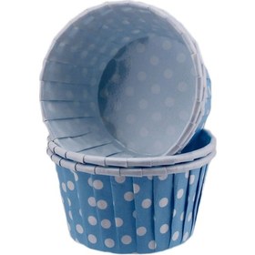 Resim Cupcake Kalıbı Küçük Boy 44x35 Mm 100 Adet Puantiyeli Mavi 