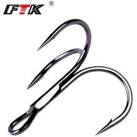 Resim 20 adet FTK Yüksek Karbonlu Çelik Balıkçılık Kancaları - Süper Keskin, Üçlü Dikenli, Katı Boyut 1.1cm'den 4.0cm'ye, Güvenli Yakalama için Dayanıklı Paslanmaz Çelik Üçlü Kancalar 