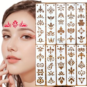 Resim 20 adet DIY El Sanatları için Geleneksel Çin Küpe Şablonları - İnci Çiçek ve Geometrik Kesim Tasarımları, Sahne Makyajı, Hanfu ve Geleneksel Giyim için Yeniden Kullanılabilir Plastik Etiketler 