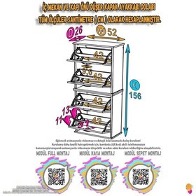 Resim Eliusta Slim 4 Düşer Kapaklı 52 Cm Beyaz Asma Ayakkabılık Kapı Önü/antre 52x156x26 Cm Ayakkabılık Beyaz 