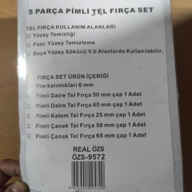 Resim Real Özs Tel Fırça Seti 5 Adet ÖZS-9572 Pimli Tel Fırça Kaliteli 