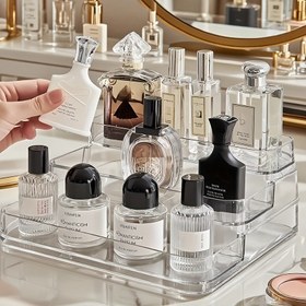 Resim Çok Bölümlü Kapasiteli Şeffaf Plastik Makyaj Organizatörü - Makyaj Masası, Makyaj Organizatörü, Makyaj Kutusu, Makyaj Masası, Şık Tasarım, Şeffaf Tasarım, Parfüm Organizatörü/Depolama, Parfüm Ekranı, Kolonya Organizatörü, Makyaj Organizatörü, Cilt Bakımı Organizatörü 